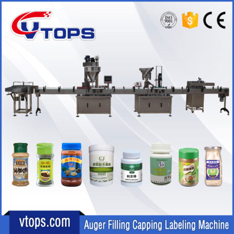 Auger Powder Filling Capping Labeling Machines Line