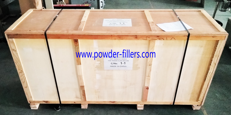 The Photo of Semi-Automatic Auger Powder Filling Machine in Plywood Box